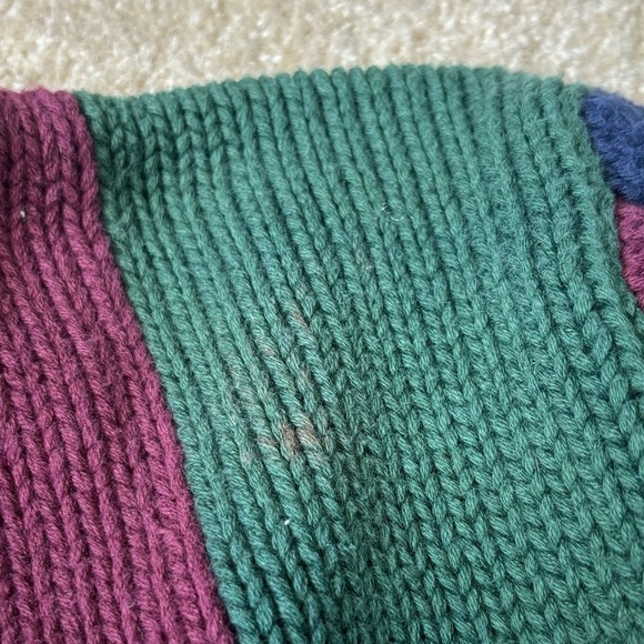 Vintage Tommy Hilfiger Chunky Knit Colorblock Stripe Pullover Sweater Cotton - Picture 9 of 10